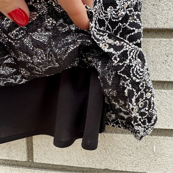 Alex Evenings Sequin Lace Twinset Cami & Jacket Black Silver S Mother Formal - Picture 7 of 15